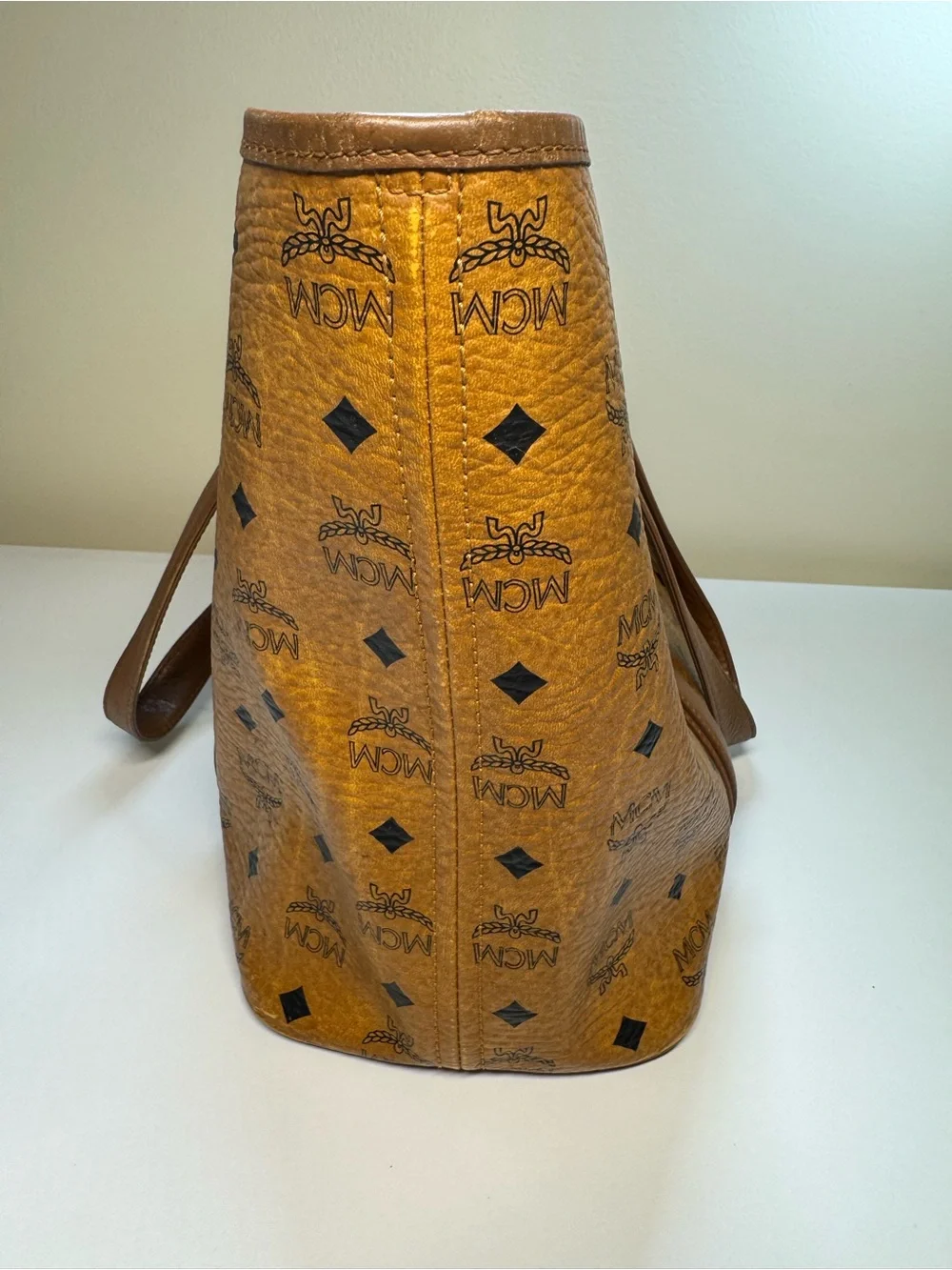 MCM Vintage Cognac Visetos Large Tote Bag